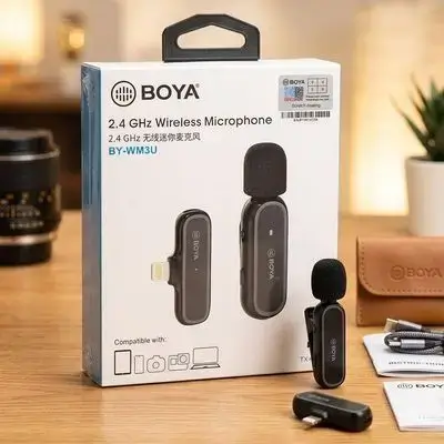 BOYA BY-WM3U, 2.4 GHz wireless microphone system.