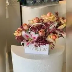 Pink & Peach Flower Box Arrangement