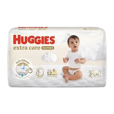 HUGGIES Extra Care Diapers Size 3 from 5-9kg 42 Diapers _ Kimberly-Clark