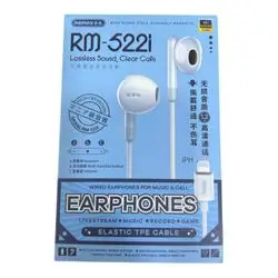Remax RM-522i wired earphones featuring a Lightning connector for iOS devices.