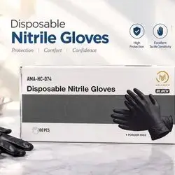 Disposable Nitrile Gloves Black Large - AMA GROUP (100 PCS)