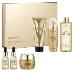 Kormesic 24K Gold Anti-Aging Facial Care Set 6 pcs./مجموعة لابالو للعناية بالبشرة بالذهب عيار 24 قيراطًا - مجموعة من6 قطع لترطيب فائق وتقليص المسام والتحكم في الزيوت