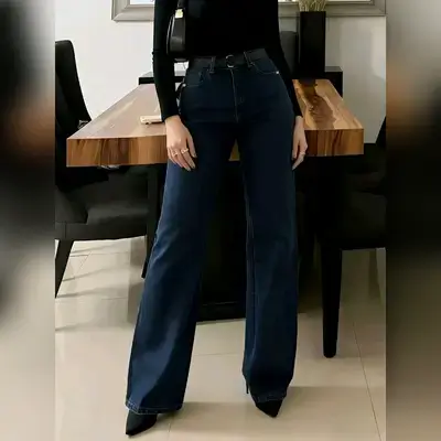 New Women Straight Leg Jeans, Loose Fit Casual Denim Pants - Small