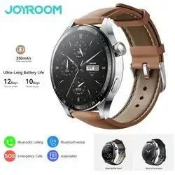 JOYROOM 350 mAh JR-FC2 Pro 48mm Stylish Smart Watch for Men & Women, 350mAh Classic Series – Bluetooth Calling, Fitness & Sleep Tracking, Heart Rate Monitor, Waterproof IP68, Multi-Language (Arabic/English), App Notifications Moonlight Silver