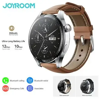 JOYROOM 350 mAh JR-FC2 Pro 48mm Stylish Smart Watch for Men & Women, 350mAh Classic Series – Bluetooth Calling, Fitness & Sleep Tracking, Heart Rate Monitor, Waterproof IP68, Multi-Language (Arabic/English), App Notifications Moonlight Silver
