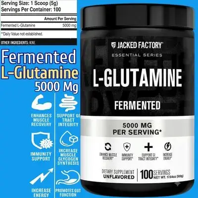 L-Glutamine Powder, L Glutamine, Fermented Glutamine, Glutamine, 100 Servings, Vegan Fermented L Glutamine, Post Workout Muscle Recovery, Immunity, Digestive Health, No Artificial Filler or Additive, Unflavored, 500g glutamine 