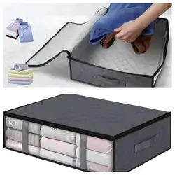 Large Clothes Storage Bin for Blankets and Clothes - Grey