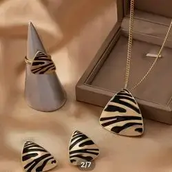 Leopard Skin Necklace, Ring And Earrings