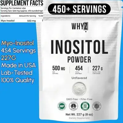 Myo-Inositol Powder, Myo Inositol, Inositol, Ultra Pure, One-Ingredient-Only, US Brand, Lab-Tested, Supports Metabolism, Smaller Waistline, PCOS & PMOS, Insulin Sensitivity, Skin and Hair, 227 grams Inositol