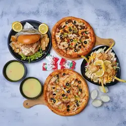 2Mixed Pizza +Chicken Doner+ chicken box+2 soaps+ 4special sauce