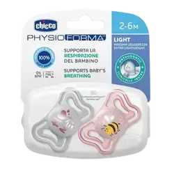 PHYSIOFORMA Micro Light And Small Silicone Pacifier 2-6 m Pink 2 Pcs _ Chicco