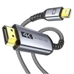 Warrky 4K Mini DisplayPort to HDMI Cable [4K 30Hz, Aluminum Shell, Nylon Braided] UHD Thunderbolt to HDMI Cable, Mini DP to HDMI 6.6ft, Compatible for MacBook Air/Pro, Surface Pro, iMac Series, XPS