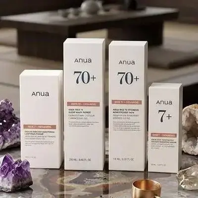 Anua Rice 70 + Ceramide line. It is a brightening and barrier-repairing skincare set designed to hydrate and even out skin tone using the power of rice water and ceramides.