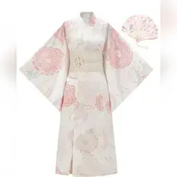 Irokai Elegant Vintage Floral Print Japanese Style Kimono - Small