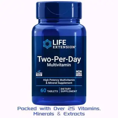 Life Extension Two-Per-Day Multivitamin - Packed with Over 25 Vitamins, Minerals & Extracts -Vitamins B6, C, D - Zinc - 60 Tablets