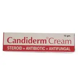 Candiderm cream steroid +antibiotic+antifungal