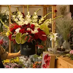 Red and White Flower Arrangement