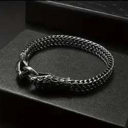 Men's Stainless Steel Snake Head Chain Bracelet