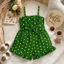 SHEIN Baby Girl Ruffle Hem Belted Cami Romper - 9-18Month