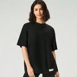 GLOWMODE Pima Cotton Unisex Short Sleeve Round Neck Oversized Tee Daily Casual Medium Size ( Over sized)