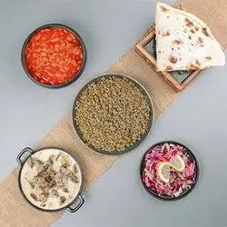 Qara Kharman And Meat Quraw And Bean Broth And Salad