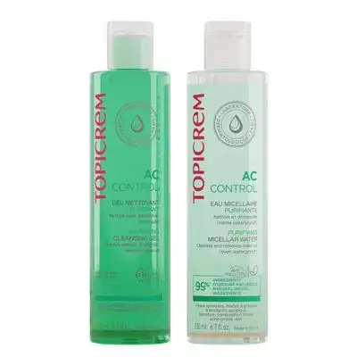 TOPICREM AC Control Cleansing Gel - 200ml & Topicrem AC Purifying Micellar Water 200 ml