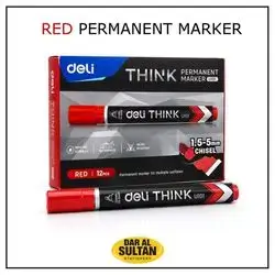 DELI MARKER PERMANENT ,RED,12 pcs