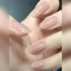 24Pcs Oval-Shaped Nude Artificial Nails - Coral Pink