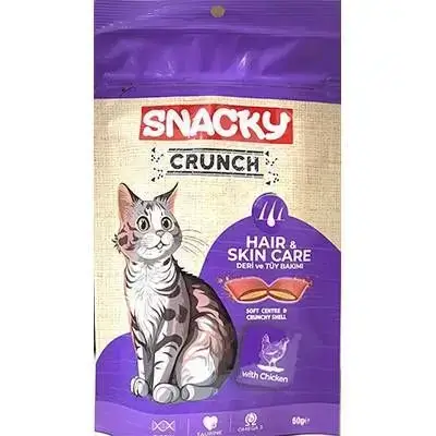مكافآت للقطط بنكهة الدجاج – Snacky Crunch Skin & Coat