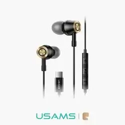 USAMS Type-C In-ear Metal Earphone - Black