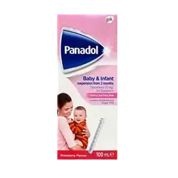 Panadol Baby & Infant 125mg/5ml Suspension from 2 Months 100ml Strawberry Flavor _ gsk