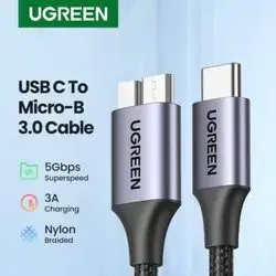 UGREEN USB C To Micro B 3.0 1m Cable 5Gbps 3A Fast Sync Cord For Hard Disk Drive HDD SSD Case USB Type C Micro B Cable