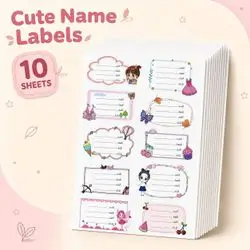Book & Notebook Name Labels – 10 Sheets • 100 Stickers