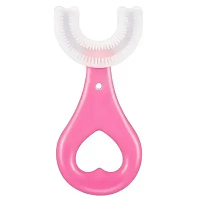 U Shaped Toothbrush For Kids 2 6 Years Kids //فرشاة اسنان للاطفال على شكل حرف U - فرشاة اسنان للاطفال الصغار مع راس فرشاة سيليكون ناعم امن غذائيا، فرشاة اسنان يدوية للفم بالكامل للاطفال من سن 2-6 سنوات،