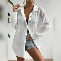 Breezaya Drop Shoulder Button Front Kimono - Medium
