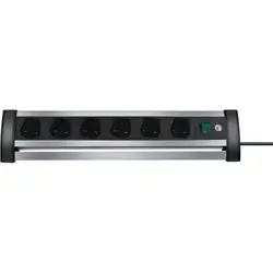 Alu-Office Extension Lead For Desk 6 Way 3M