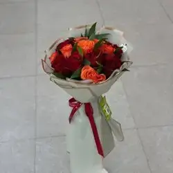 Orange and Red Rose Bouquet