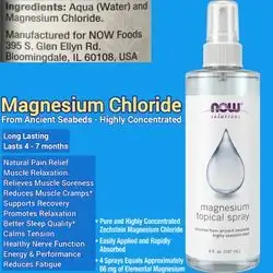 NOW Foods Solutions, Magnesium Topical Spray, from the Ancient Zechstein Seabed, Highly Concentrated, magnesium oil spray, 237ml magnesium spray