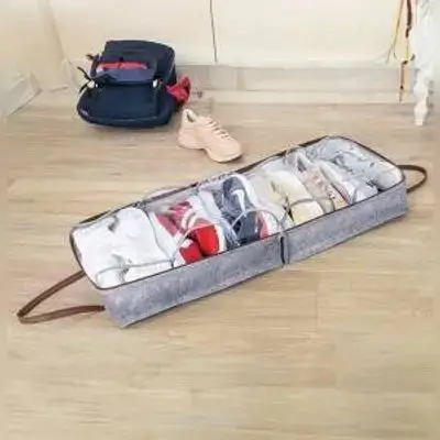 Leather Handled Shoe Travel Bag