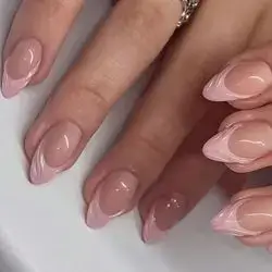 30Pcs Almond Shaped Short Simple French False Nail Tips Set