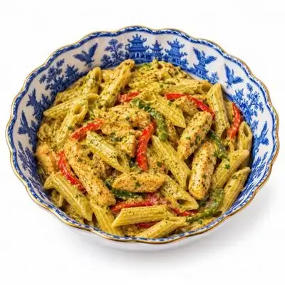 Chicken and vegetable curry penne