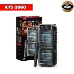 KTS 2060 Portable Bluetooth Karaoke Speaker | Dual 6.5'' Wireless Party Speaker with Mic | JBL Party Box Style | RGB Lights, USB/TF/AUX/FM | Rechargeable Bluetooth Party Box