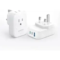Anker Travel Adapter 5-In-1 2AC2C1A Ports 15W UK White – Universal Charger for Point