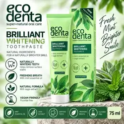 Eco Denta Brilliant Whitening Toothpaste — Mint Essential Oil & Sage Extract, 75 ml