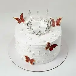 Vanilla Birthday Cake with Crown Decoration - K7