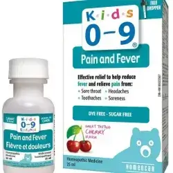 Kids 0-9 Pain & Fever Drops - 25ml //هوميكان كيدز 0-9 محلول فموي للحمى والألم 25 مل