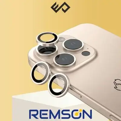 Remson Optic Guard Camera Lens Protector Scratch Resistant Individual Lens Protector with Aluminum Alloy Ring Compatible for iPhone 16 Pro 6.3 inch/iPhone 16 Pro Max 6.9 inch 2024- (Desert Titanium=Gold)