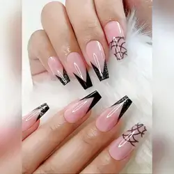 24pcs Glitter Fake Nail & 1sheet Tape & 1pc Nail File