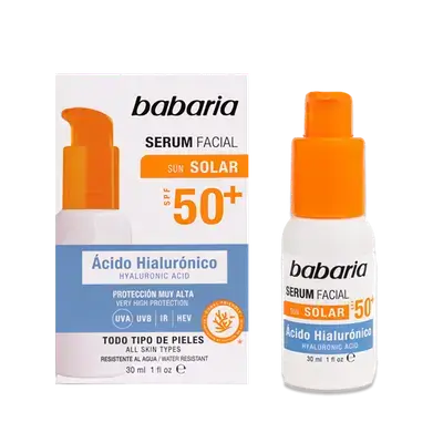 Sun Solar Spf50+ Serum Facial with Hyaluronic Acid for All Skin Types 30ml _ babaria