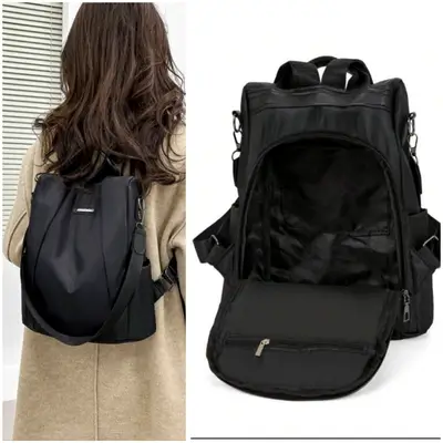 Waterproof,Lightweight,Anti Theft Medium Classic Backpack Black Minimalist Adjustable Strap School Bag